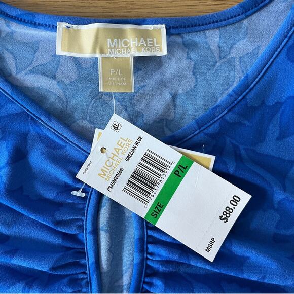 Michael Kors Shadow-Fleur Print Long-Sleeve Top grecian blue - PL - Picture 10 of 12